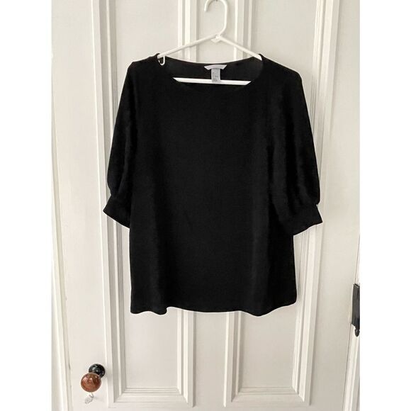 H&M black puff sleeve blouse L - Picture 1 of 4